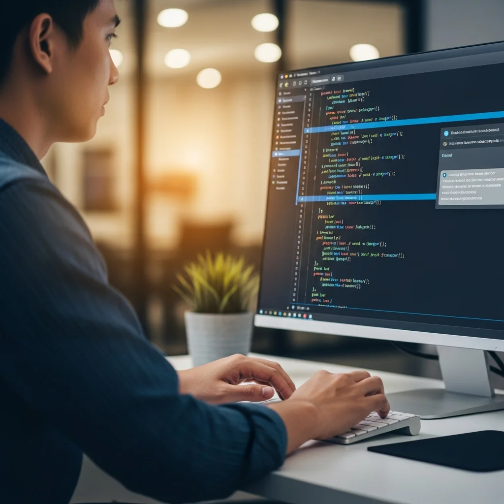 developer-typing-ai-code-editor-screen