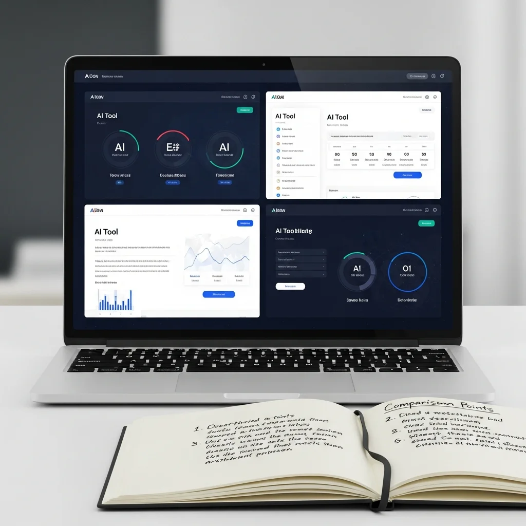 laptop-screen-four-ai-tools-comparison-notebook