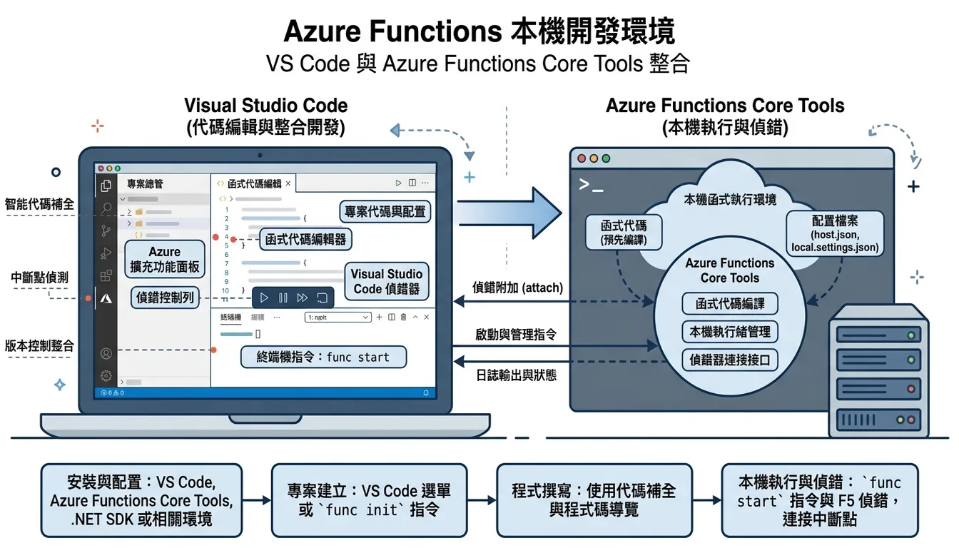 Azure Functions 本機開發環境:VS Code 與 Azure Functions Core Tools