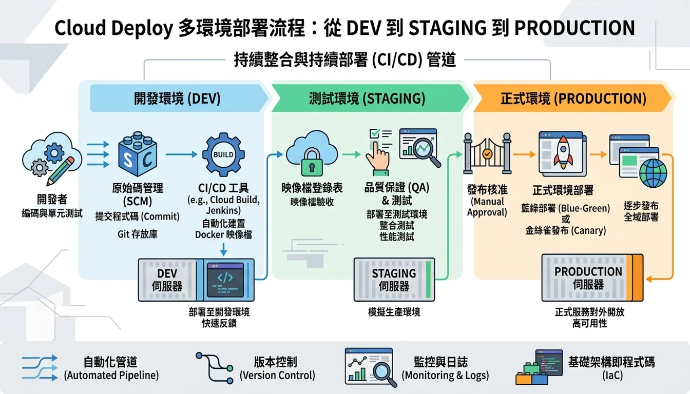 Cloud Deploy 多環境部署流程:從 dev 到 staging 到 production