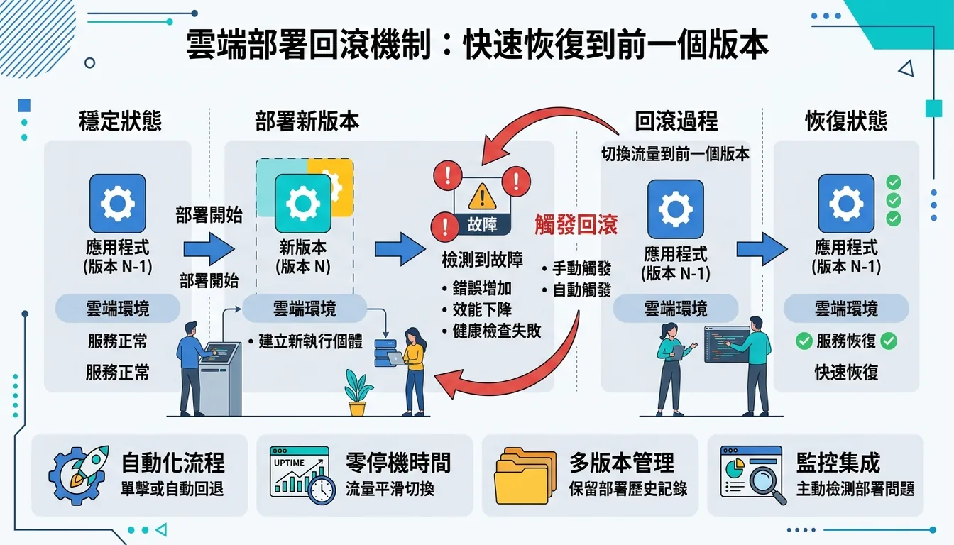 Cloud Deploy 回滾機制圖:快速恢復到前一個版本