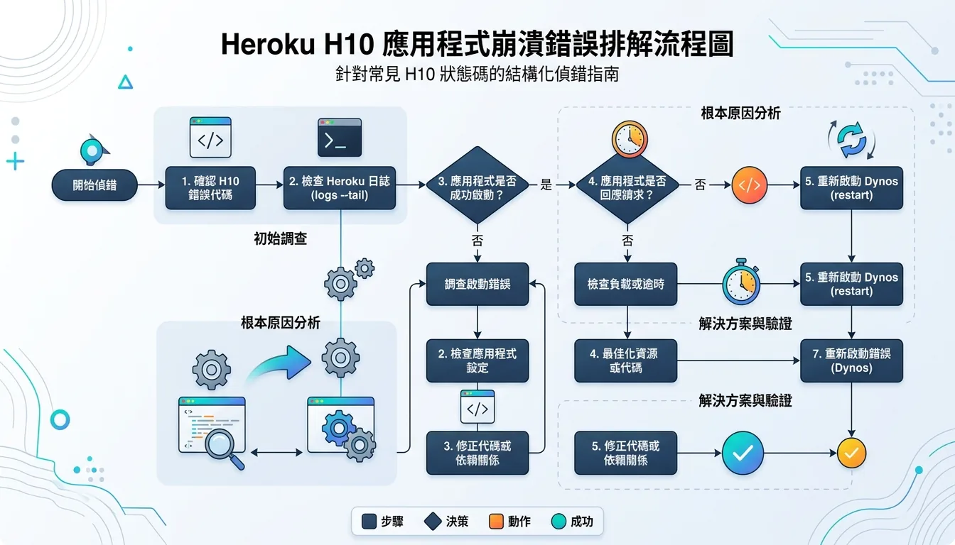 Heroku H10 App Crashed 錯誤排解流程圖
